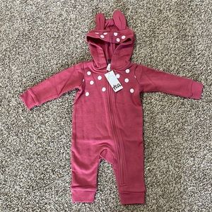 NWT Tea Collection My Deer Hooded Baby Romper- 2 available (3-6 and 12-18)
